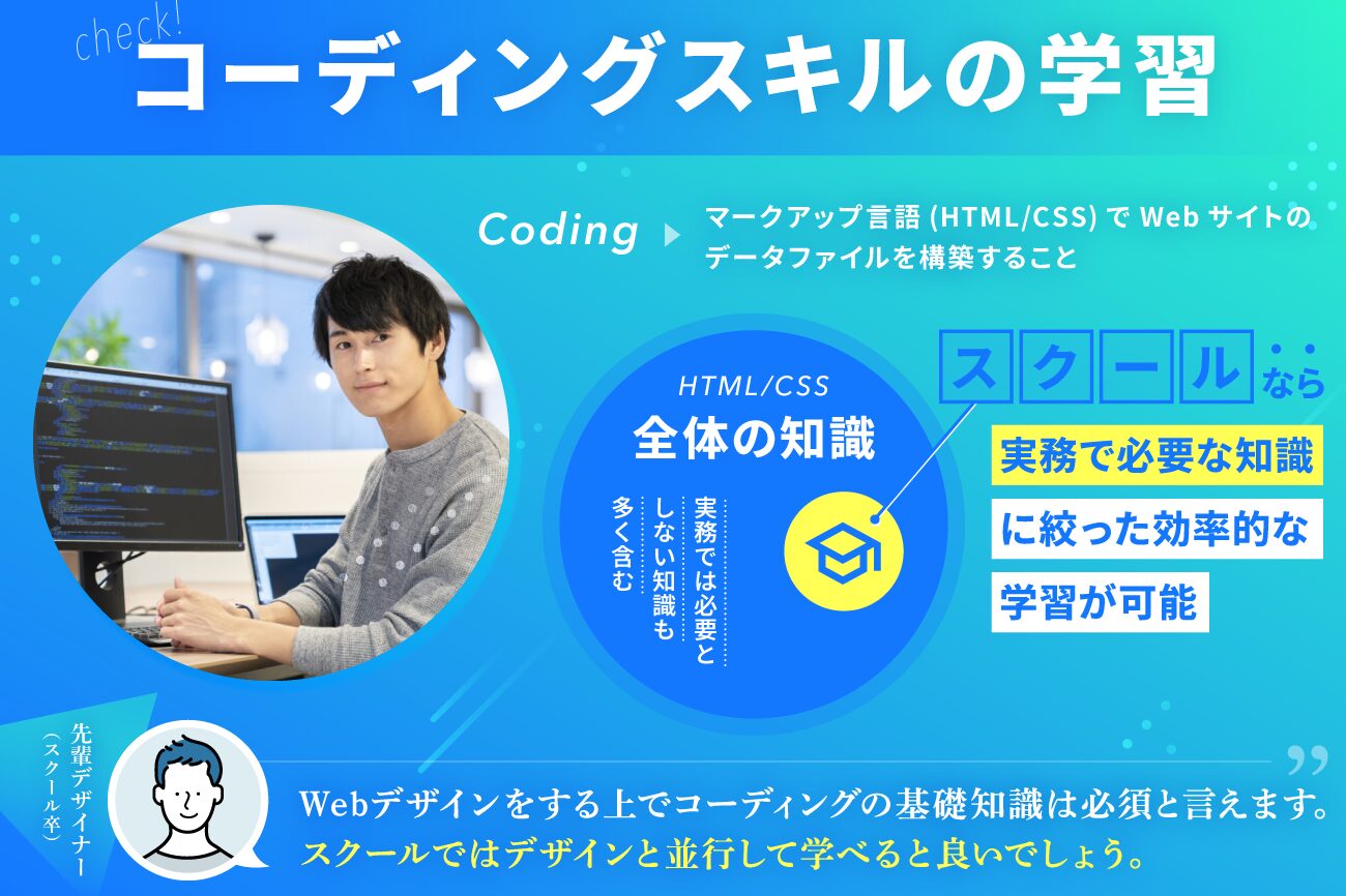Webデザインスクールの選び方：コーディングスキルも学習できるか