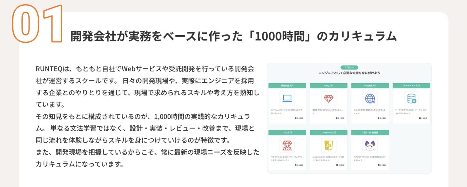 総学習時間1,000時間前提のボリューム設計